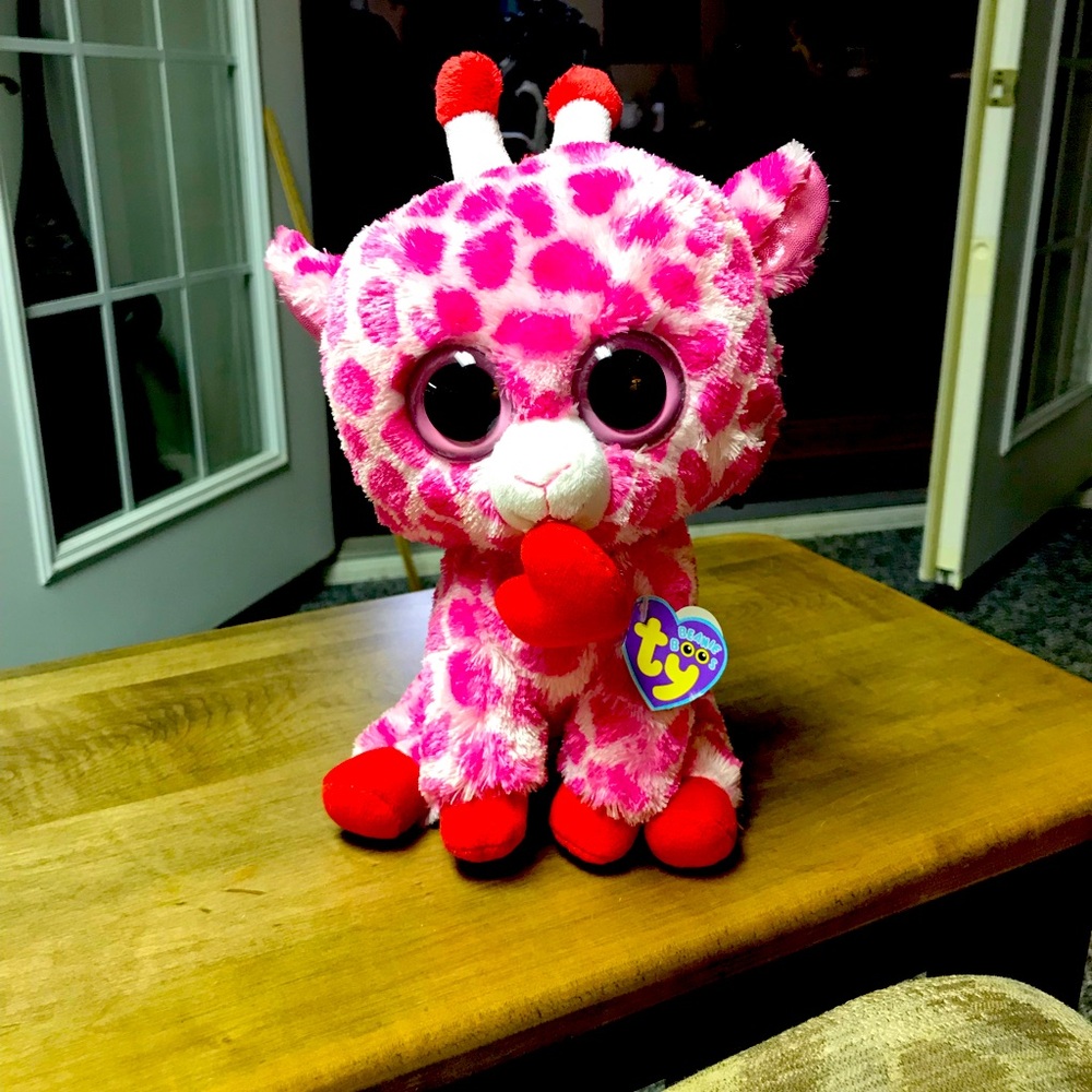 TY Pink and Red Giraffe “Junglelove” Plush Toy 2012